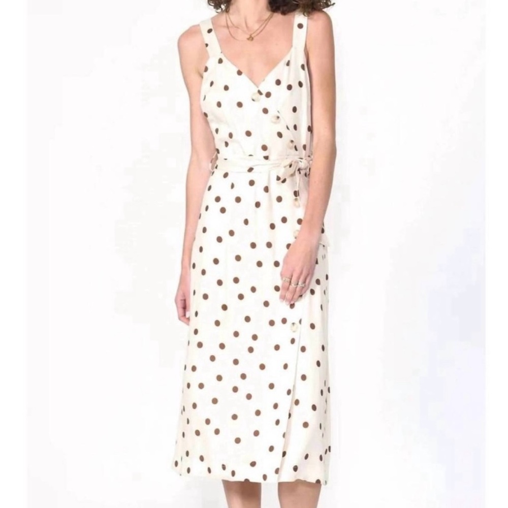 Greylin Rhea Polka Dot Button Front Midi Dress Size XS
